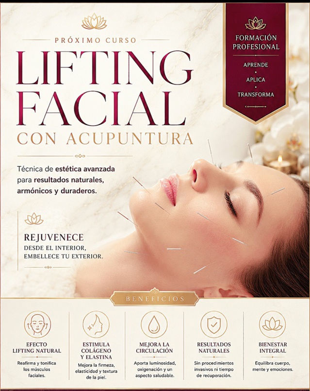CURSOS LIFTING DE ESTÉTICA FACIAL CON ACUPUNTURA CIUDAD DE BARCELONA ESPAÑA