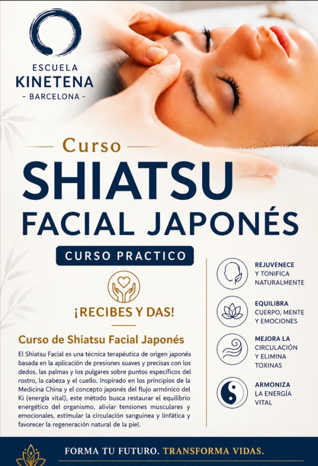 CURSOS DE LIFTING SHIATSU FACIAL Barcelona  España,  Lifting Shiatsu Facial japonés con efecto lifting para activar el colágeno y la elastina favoreciendo el rejuvenecimiento facial y la firmeza de la piel.